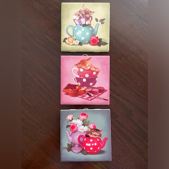 Lot of 11 of Accent & Decor Tile by Maryline Cazenave 4” Ceramic Kittens Puppies - Picture 5 of 16